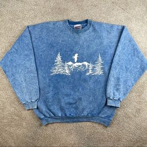 Vintage enzyme wash winter mountain sweatshirt
